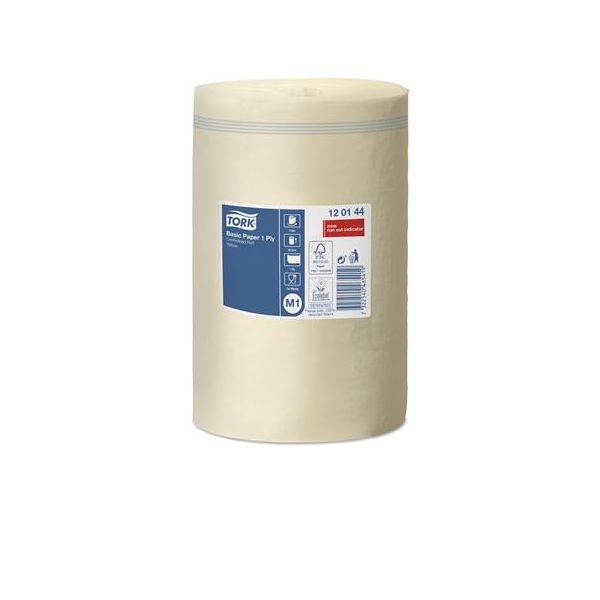 Papierové utierky, so stredovým odvíjaním, 1-vrstvové, M1 systém, Universal, TORK, žltá