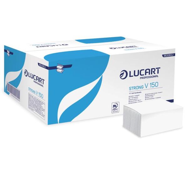 Papierové utierky, V/Z ohyb, 2-vrstvové,  LUCART "Strong", optimum biele