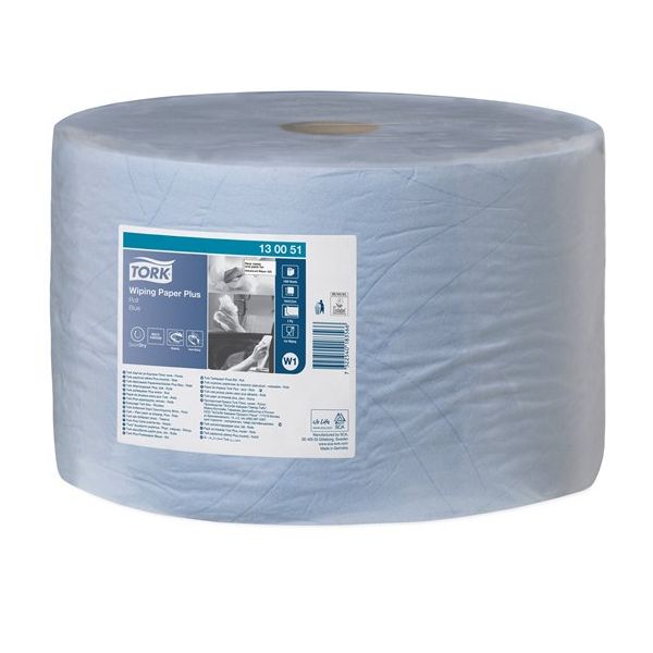 Papierová utierka, kotúčová, priemer: 39 cm, W1 systém, TORK "Plus", modrá
