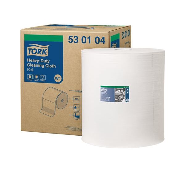 Čistiaca utierka, kotúčová, 1-vrstvová, 710 útržkov, W1 systém, TORK "Heavy-Duty", biela