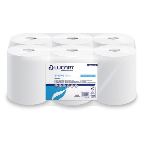 Papierové utierky, kotúčové, 2-vrstvové, LUCART "Strong 140 A", biele