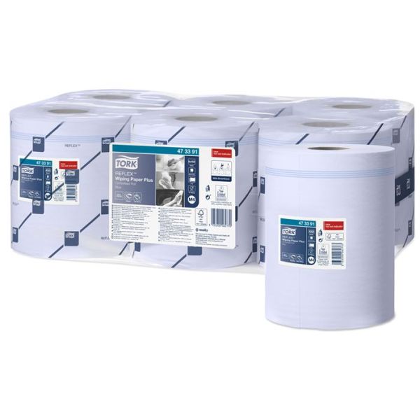 Papierová utierka, kotúčová, priemer: 18,5 cm, M4 systém, 2-vrstvy, Advanced, TORK "Reflex™ plus", modrá