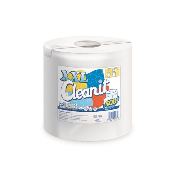 Papierové utierky, kotúčové, univerzálne, 2-vrstvové, LUCART "CLEANIT XXL 500", biele