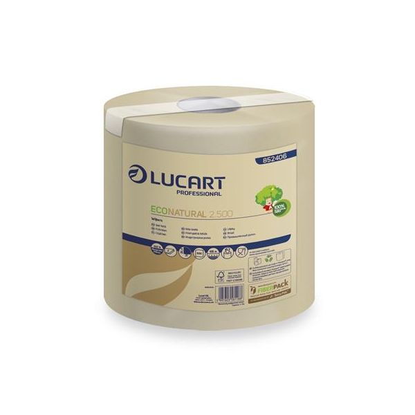 Papierové utierky,, kotúčové,  2-vrstvove, LUCART, "ECONATURAL 2.500", havana hnedé
