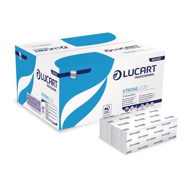 Papierové utierky, Z ohyb, 2-vrstvové, 200 listov, k dávkovačov Slim, LUCART "Strong", biela