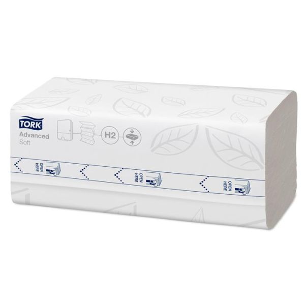 Utierky, stlačené, Interfold, 2-vrstvové, 200 útržkov, systém H2, Advanced, TORK "Xpress Soft Multifold", biela