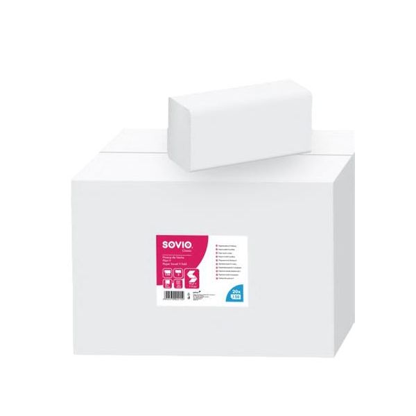 Papierové utierky, V ohyb, 2-vrstvové, 150 listov, 21 x 25 cm, SOVIO
