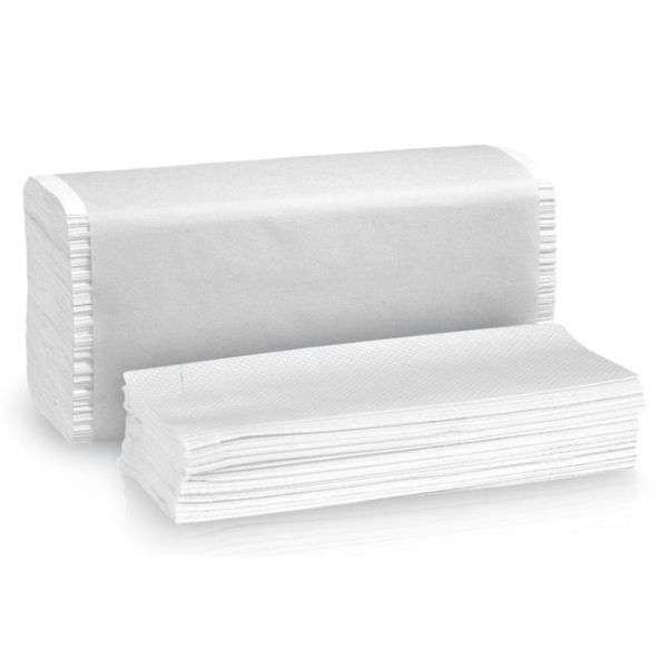 Papierové utierky, V ohyb, 2- vrstvové, 150 listov, „Zig-Zag“, snehobiela farba