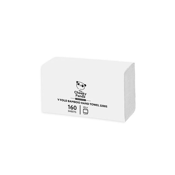 Papierové utierky, bambusové, V ohyb, 2-vrstvové, 160 listov, 21,5x22,5 cm, CHEEKY PANDA, biele