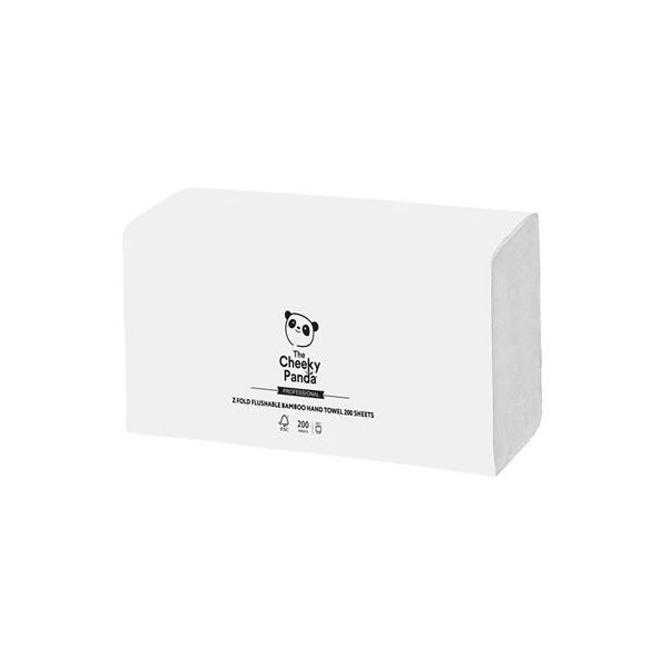 Papierové utierky, bambusové, Z ohyb, 2-vrstvové, 200 listov, 21,8x22,4 cm, CHEEKY PANDA, biele