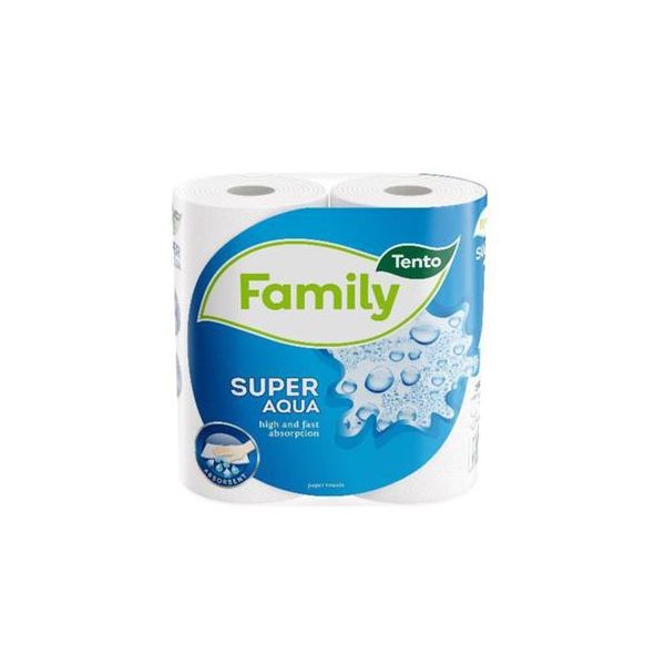 Kuchynské utierky, kotúčové, 2-vrstvové, TENTO "Family Super Aqua", biela