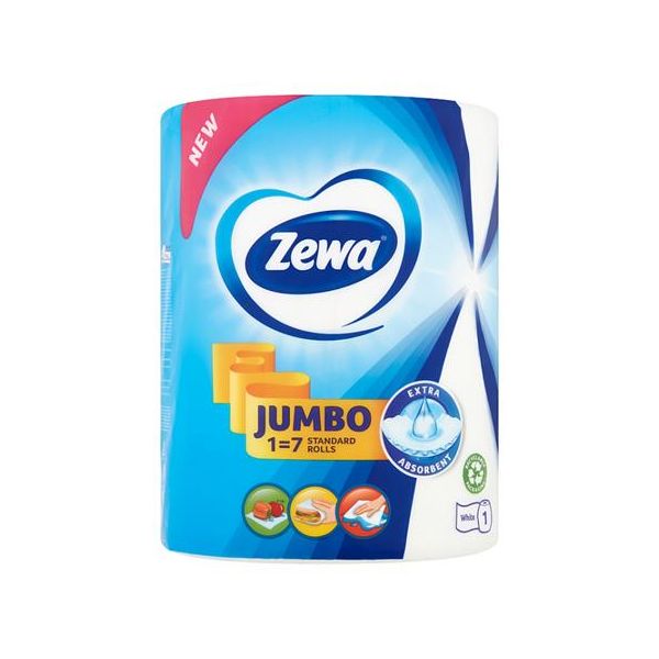 Papierové utierky, kotúčové, 325 útržkov, ZEWA "Jumbo White"