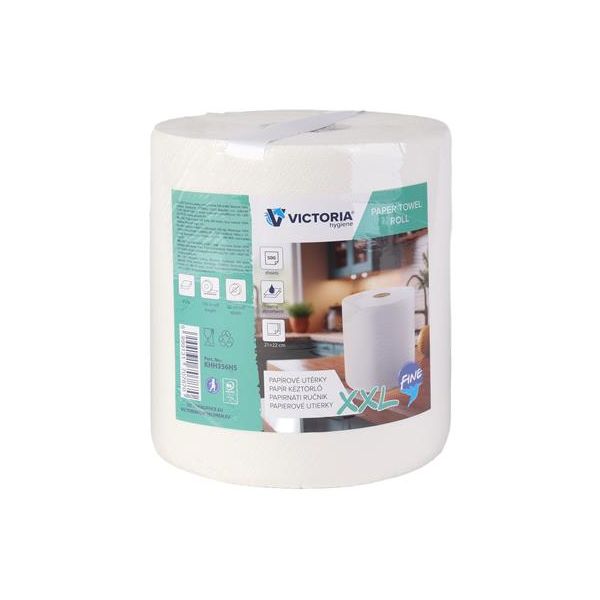 Papierové utierky, kotúčové, 2-vrstvové, 500 listov, VICTORIA HYGIENE "Fine XXL"