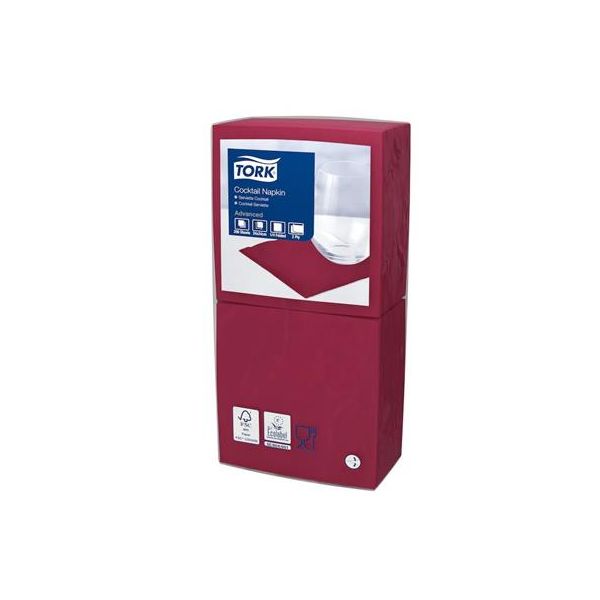 Servítky, 1/4 ohyb, 2-vrstvové, 23,8x24 cm, Advanced, TORK "Cocktail", bordová