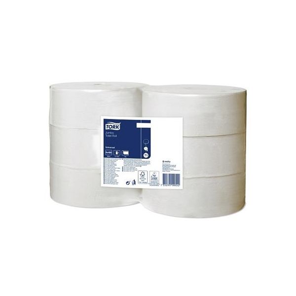 Toaletný papier, T1 systém, 2-vrstvový, priemer: 26 cm, Universal "Jumbo", biela