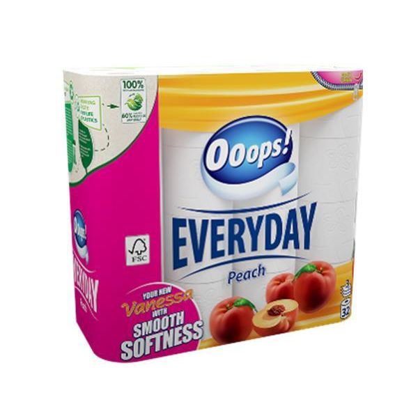 Toaletný papier, 3-vrstvový, malý kotúč, 32 kotúčov, OOOPS "Everyday"