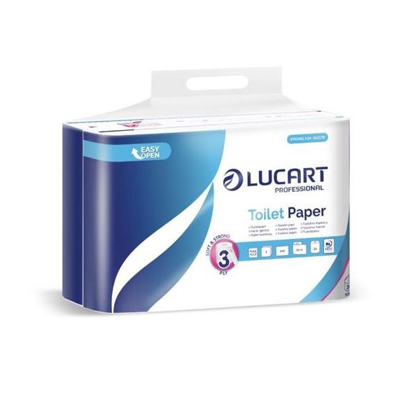 Toaletný papier, 3-vrstvový, malý kotúč, 24 kotúčov, LUCART "Cash and Carry Strong 3.24", biela