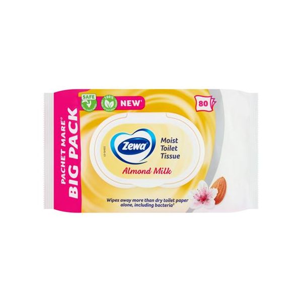 Toaletný papier, vlhčený, 80 ks, ZEWA, mandľové mlieko