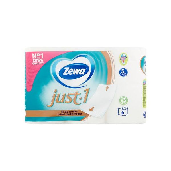 Toaletný papier, 5 vrstvový, malý kotúč, 6 kotúčov, ZEWA "Just1"