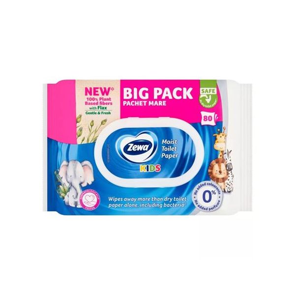Toaletný papier, vlhčený, 80 ks, ZEWA "Kids"