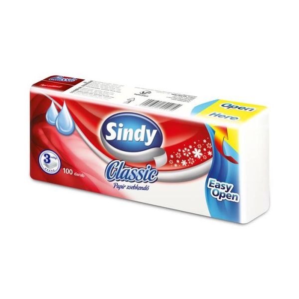 Papierové vreckovky, 3-vrstvové, 100 ks balenie, "Sindy", classic