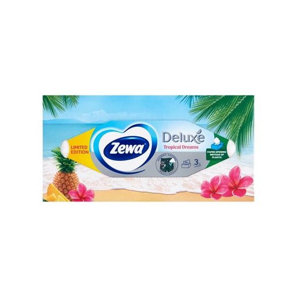 Papierové vreckovky, 3-vrstvové, 90 ks, ZEWA "Family", bez vône