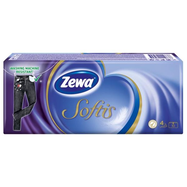 Papierové vreckovky, 4-vrstvové, 10x9 ks, ZEWA "Softis", klasický