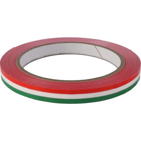 Páska na uzatváranie sáčkov, 9 mm x 66 m, samolepiaca, maďarská trikolóra