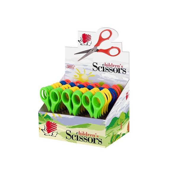 Nožnice, displej, školské, špicaté, 13,5 cm, ICO "Ježko", mix farieb