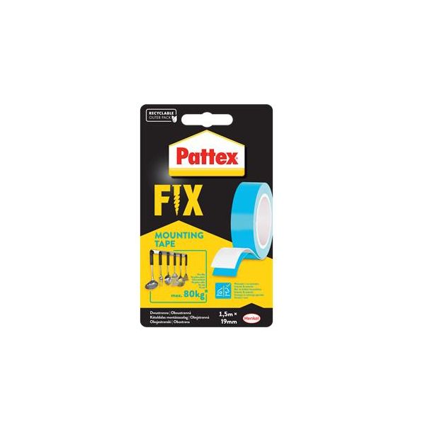 Lepiaca páska, obojstranná, 19 mm x 1,5 m, HENKEL "Pattex Fix 80 kg", modrá
