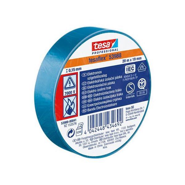 Izolačná páska, 19 mm x 20 m, TESA "Professional", modrá