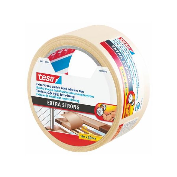 Lepiaca páska, obojstranná, extra silná, 50 mm x 10 m, TESA  "Extra Strong"