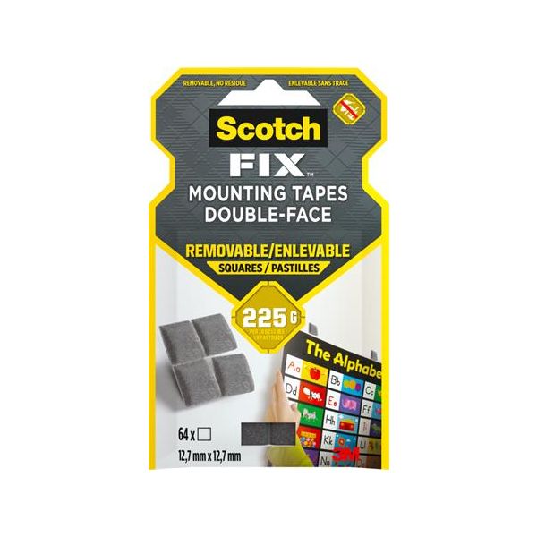 Lepiace štvorčeky, obojstranné, snímateľné, 12,7x12,7 mm, 3M SCOTCH "Removable"