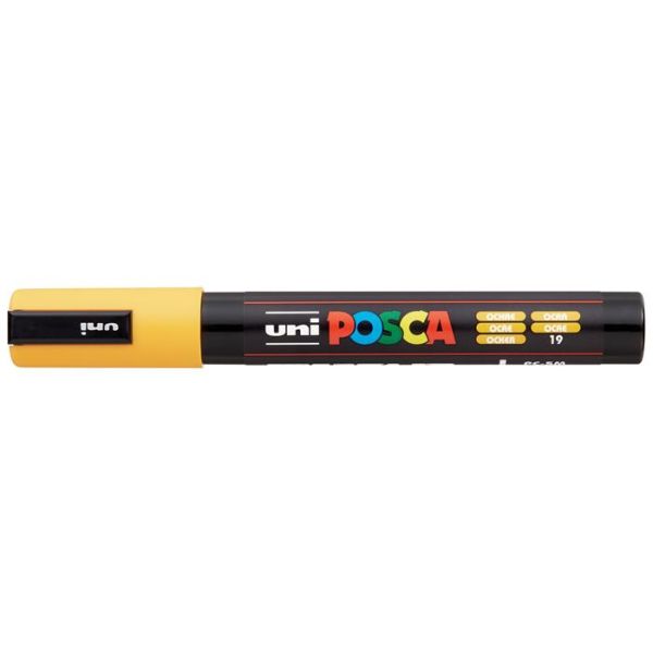 Dekoračný popisovač, 1,8-2,5 mm, UNI "Posca PC-5M", okrový