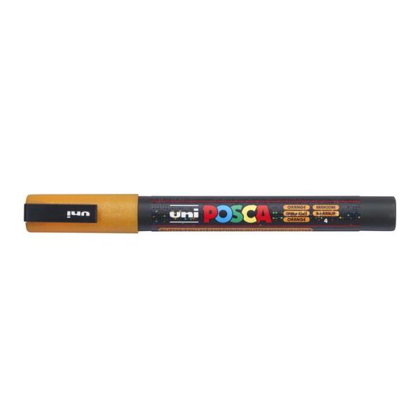 Dekoračný popisovač, 0,9-1,3 mm, UNI"Posca PC-3ML", lesklá oranžová