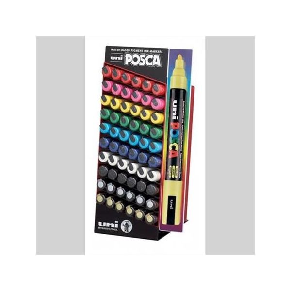 Dekoračný popisovač, displej, 60 ks, 1,8-2,5 mm, UNI "Posca PC-5M", 10 rôznych farieb