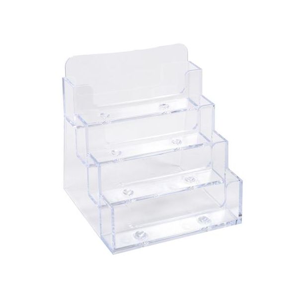 Držiak na vizitky, stolový, 4 priehradky, EXACOMPTA "Office", priehľadný