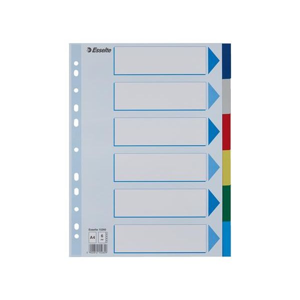 Register, plastový, A4, 6 dielny, ESSELTE