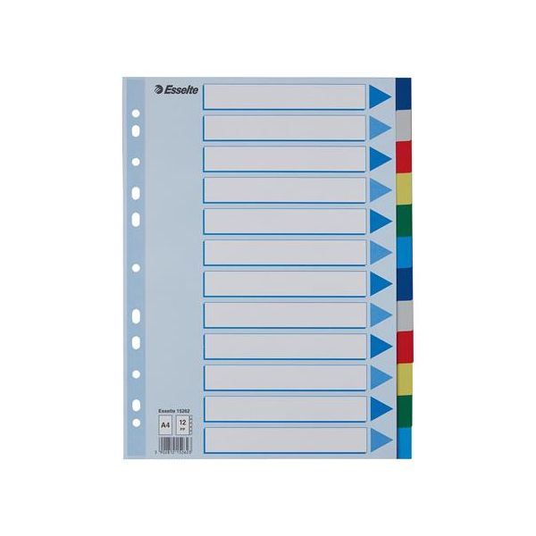 Register, plastový, A4, 12 dielny, ESSELTE