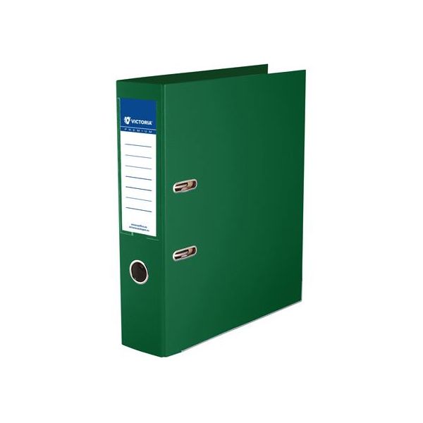 Pákový šanón, 75 mm, A4, PP/PP, s ochranným spodným kovaním, VICTORIA OFFICE „Premium“, zelený