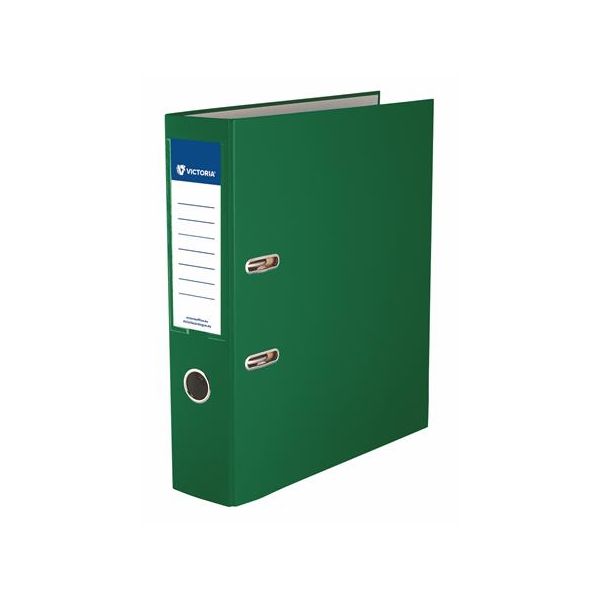 Pákový šanón, 75 mm, A4, PP/kartón, s ochranným spodným kovaním, VICTORIA OFFICE "Basic", zelený