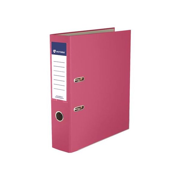 Pákový šanón, 75 mm, A4, PP/kartón, s ochranným spodným kovaním, VICTORIA OFFICE, "Basic", ružový
