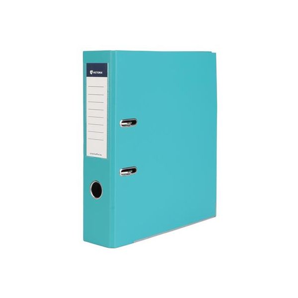 Pákový šanón, 75 mm, A4, PP/kartón, s ochranným spodným kovaním, VICTORIA OFFICE, "Basic", tyrkysový