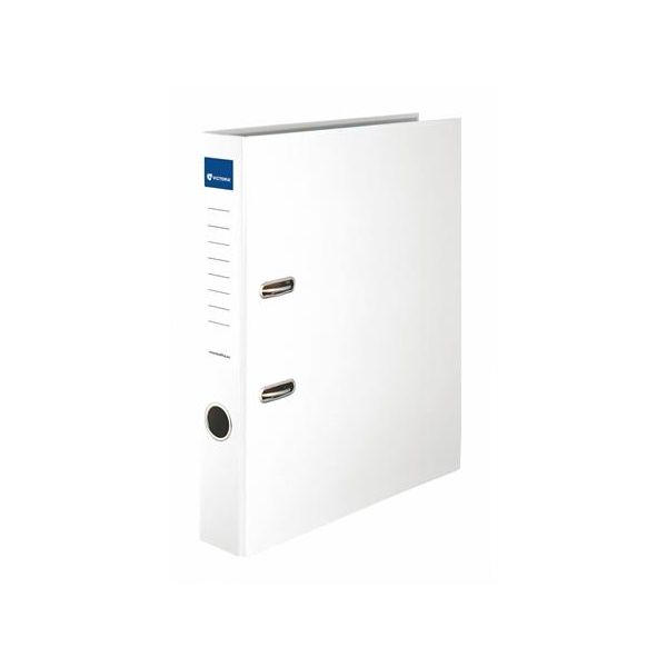 Pákový šanón, 50 mm, A4, PP/kartón, s ochranným spodným kovaním, VICTORIA OFFICE  "Basic", biely