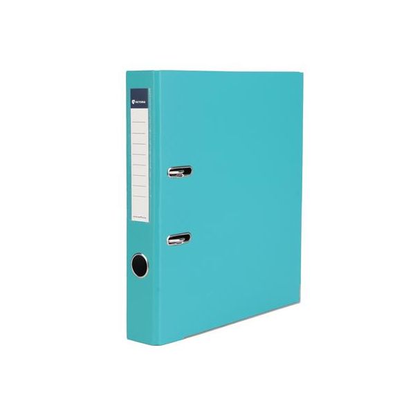 Pákový šanón, 50 mm, A4, PP/kartón, s ochranným spodným kovaním, VICTORIA OFFICE, "Basic", tyrkysová