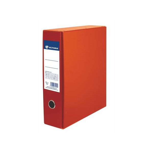 Pákový šanón s obalom, 75 mm, A4, kartón, VICTORIA OFFICE, oranžový