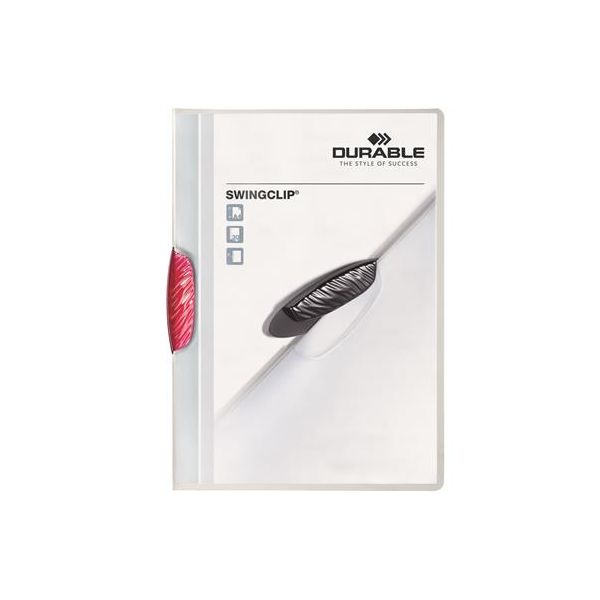 Rýchloviazač, s klipom, A4, DURABLE "Swingclip® 30", ružová