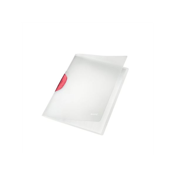 Rýchloviazač, s klipom, PP, A4, LEITZ "ColorClip Magic", červený