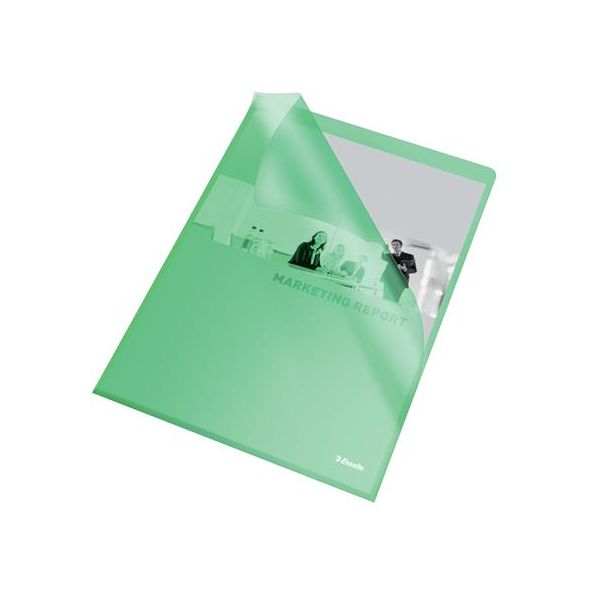 Obal "L", A4, 105 mikr., drsný povrch, ESSELTE "Standard", zelený