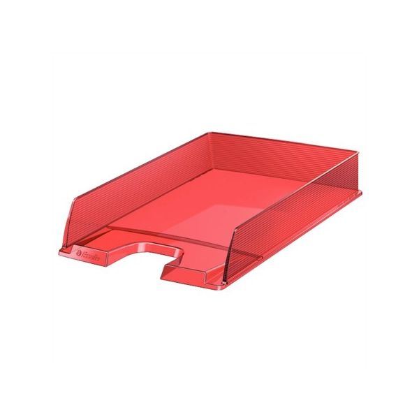 Odkladač, plastový, ESSELTE "Europost", priehľadný červený